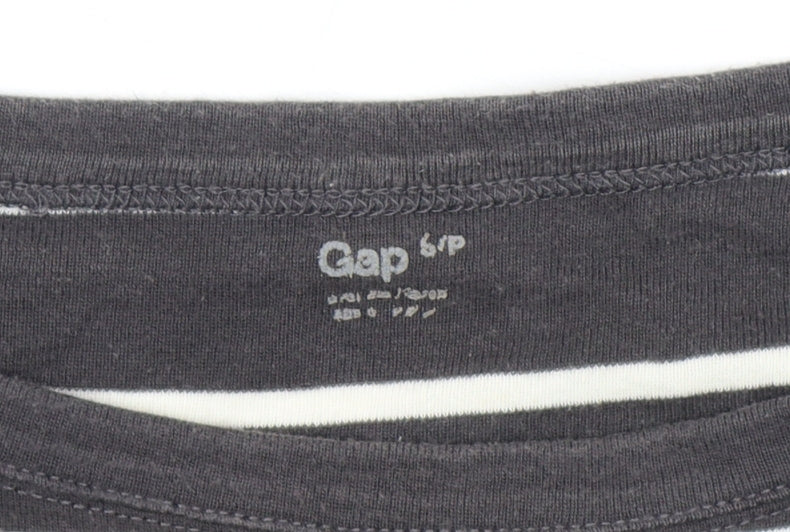 Gap Women's Black Striped 3/4 Sleeve Boat Neck Cotton T-Shirt S Petite