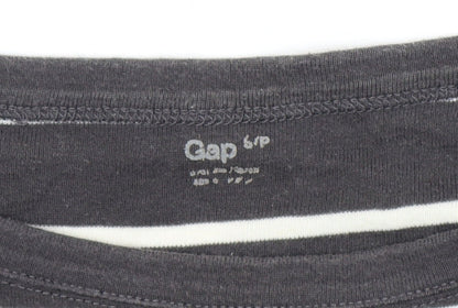 Gap Women's Black Striped 3/4 Sleeve Boat Neck Cotton T-Shirt S Petite