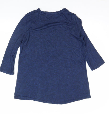 Tu Women’s Blue Sequin Butterfly 3/4 Sleeve Top Size 10