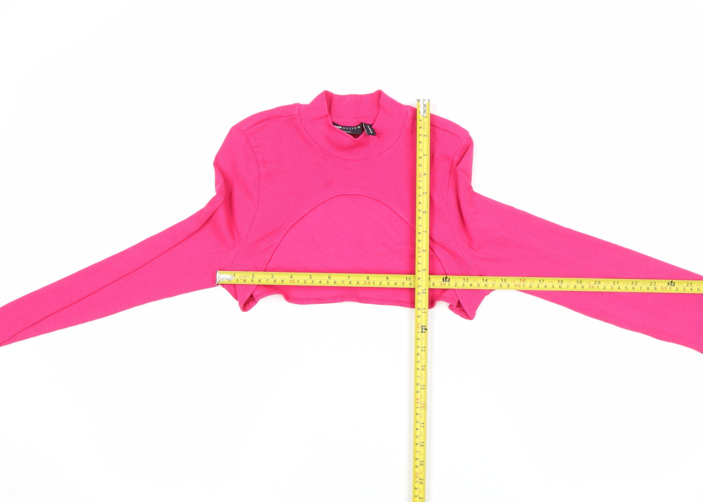ASOS DESIGN Womens Pink Cropped Mock Neck Long Sleeve Stretch Top Size S
