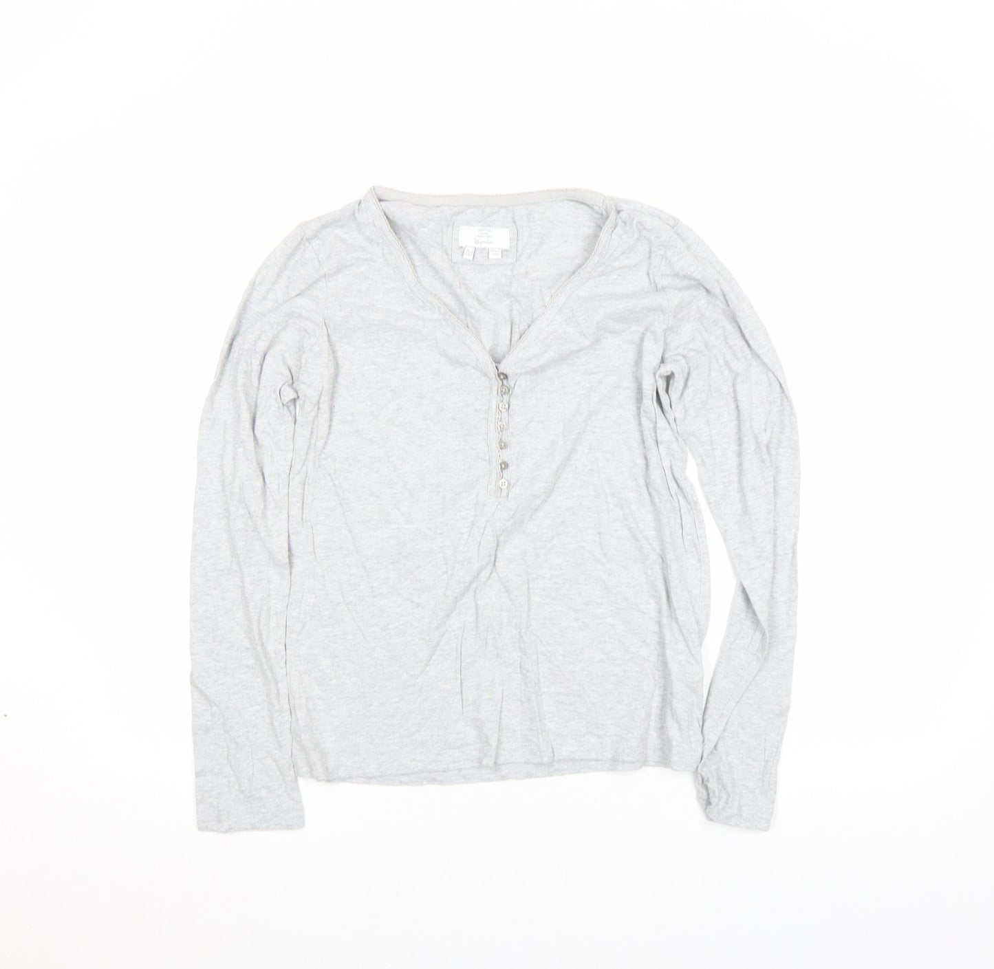 FatFace Women’s Grey Cotton Long Sleeve Button-Up Top Size 12