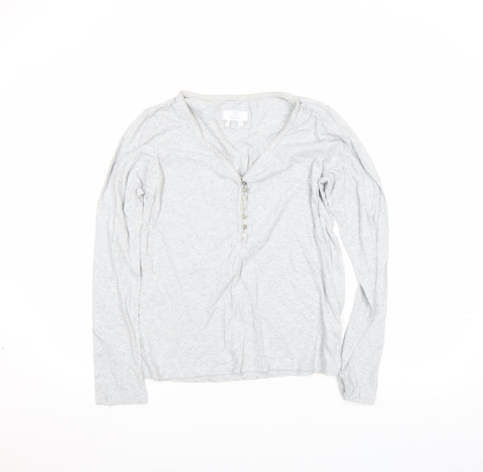 FatFace Women’s Grey Cotton Long Sleeve Button-Up Top Size 12