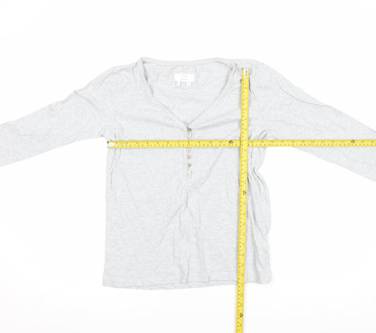 FatFace Women’s Grey Cotton Long Sleeve Button-Up Top Size 12