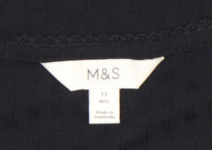 Marks and Spencer Women’s Black Short Sleeve Jersey T-Shirt Size 12
