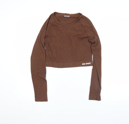 Womens UK Size L URB SPORT Brown Cropped T-Shirt