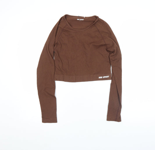 Womens UK Size L URB SPORT Brown Cropped T-Shirt