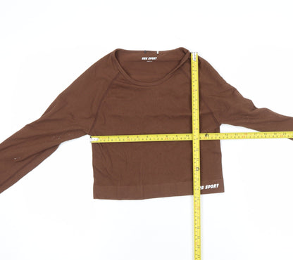 Womens UK Size L URB SPORT Brown Cropped T-Shirt