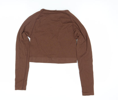 Womens UK Size L URB SPORT Brown Cropped T-Shirt