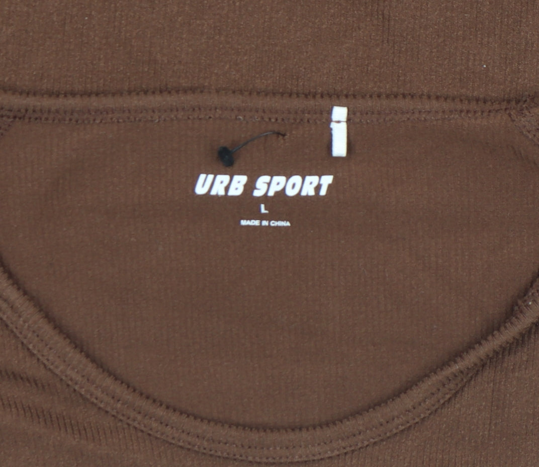 Womens UK Size L URB SPORT Brown Cropped T-Shirt
