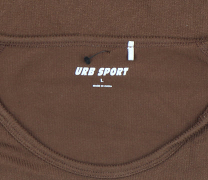 Womens UK Size L URB SPORT Brown Cropped T-Shirt