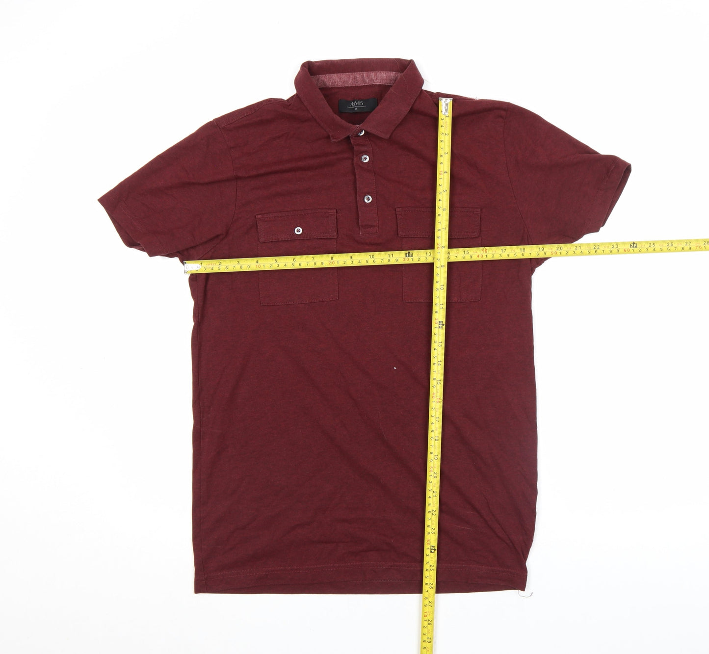 AW85 Men's Brown Short Sleeve Cotton Blend Polo Shirt Size M