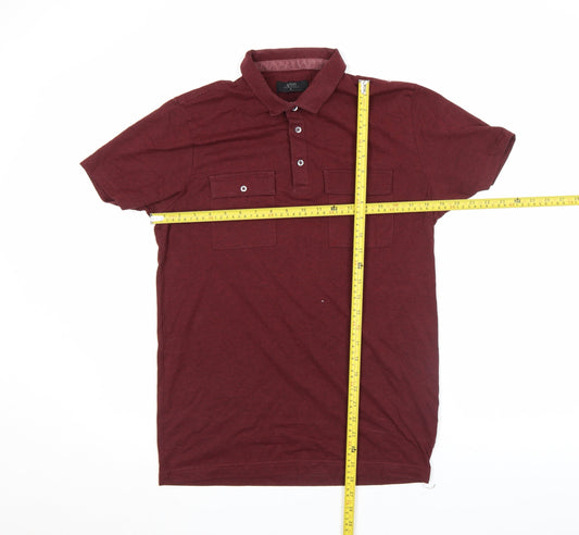 AW85 Men's Brown Short Sleeve Cotton Blend Polo Shirt Size M