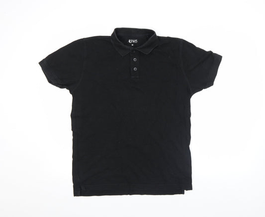 ACW85 Men's Black Cotton Polo Shirt Size M Regular Fit