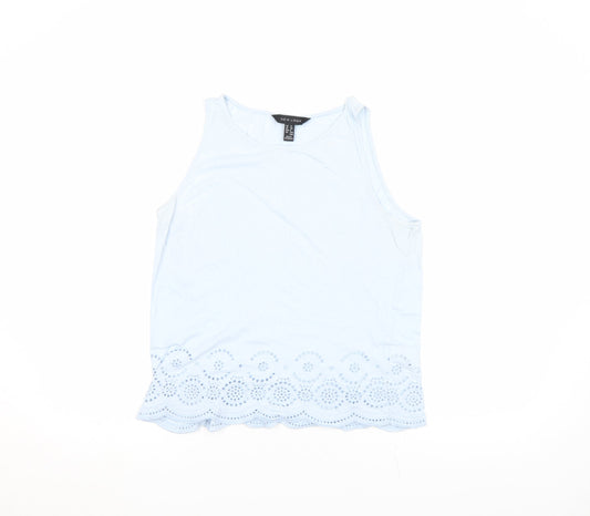 New Look Women’s Blue Embroidered Cotton Tank Top Size 12