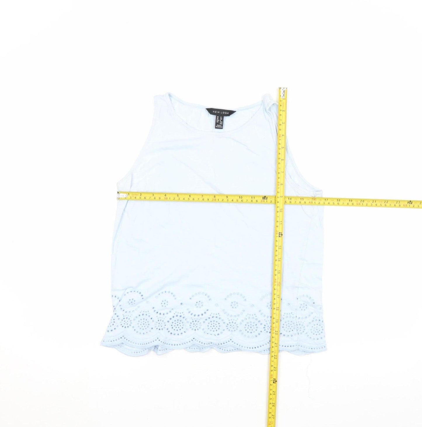 New Look Women’s Blue Embroidered Cotton Tank Top Size 12
