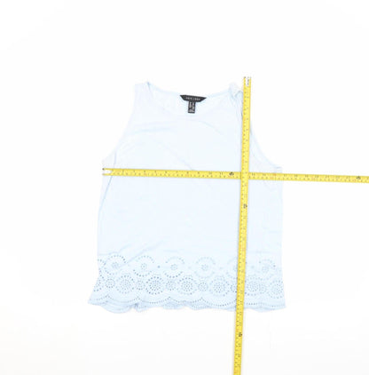 New Look Women’s Blue Embroidered Cotton Tank Top Size 12