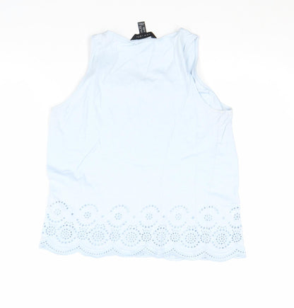 New Look Women’s Blue Embroidered Cotton Tank Top Size 12