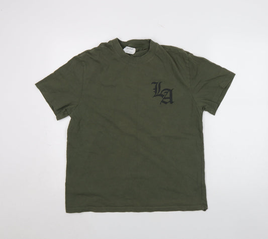 Primark Men’s Green LA Graphic Relaxed Fit T-Shirt Size S