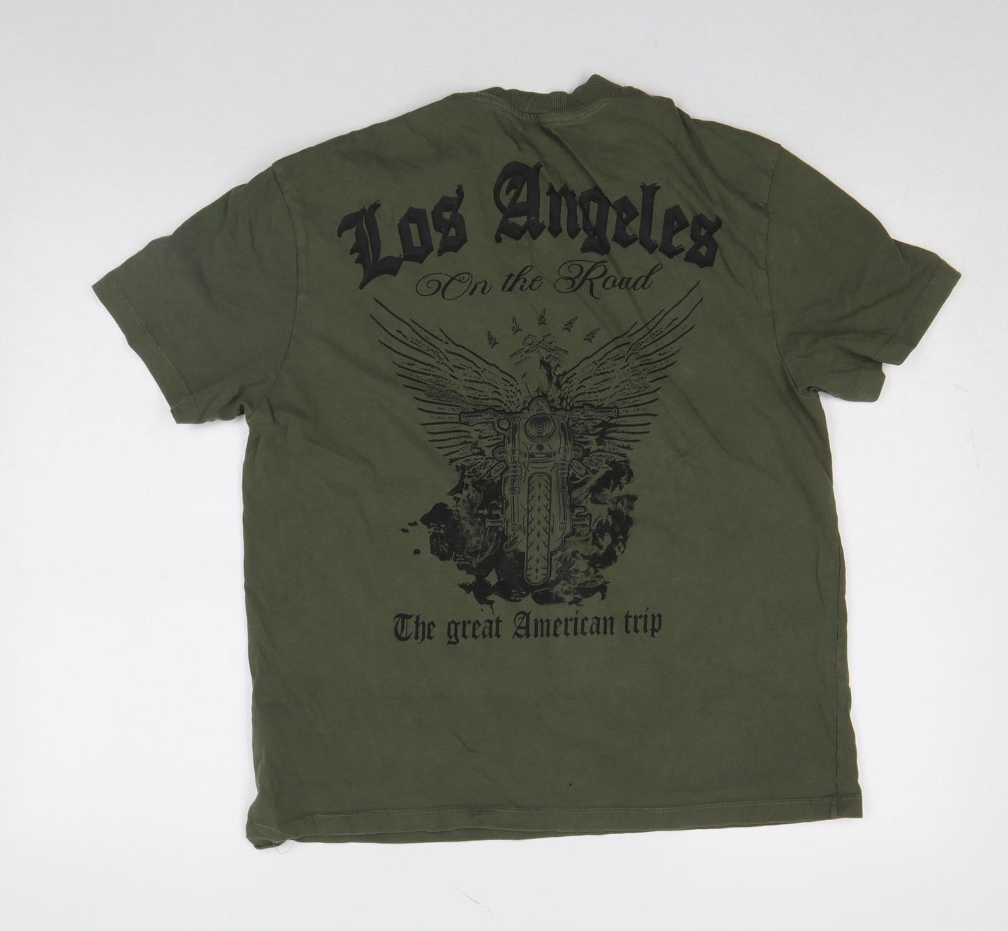 Primark Men’s Green LA Graphic Relaxed Fit T-Shirt Size S