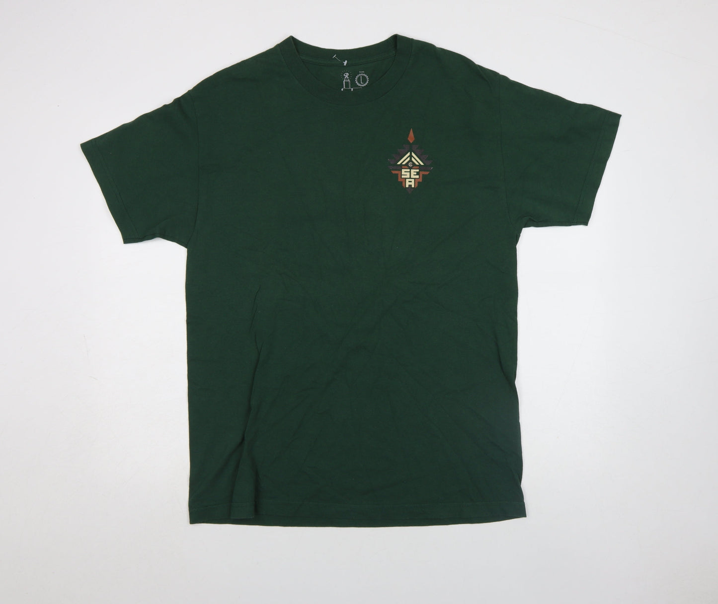 Rainier Men's Green Aztec Graphic Cotton T-Shirt Size L