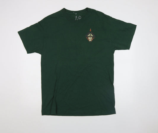 Rainier Men's Green Aztec Graphic Cotton T-Shirt Size L