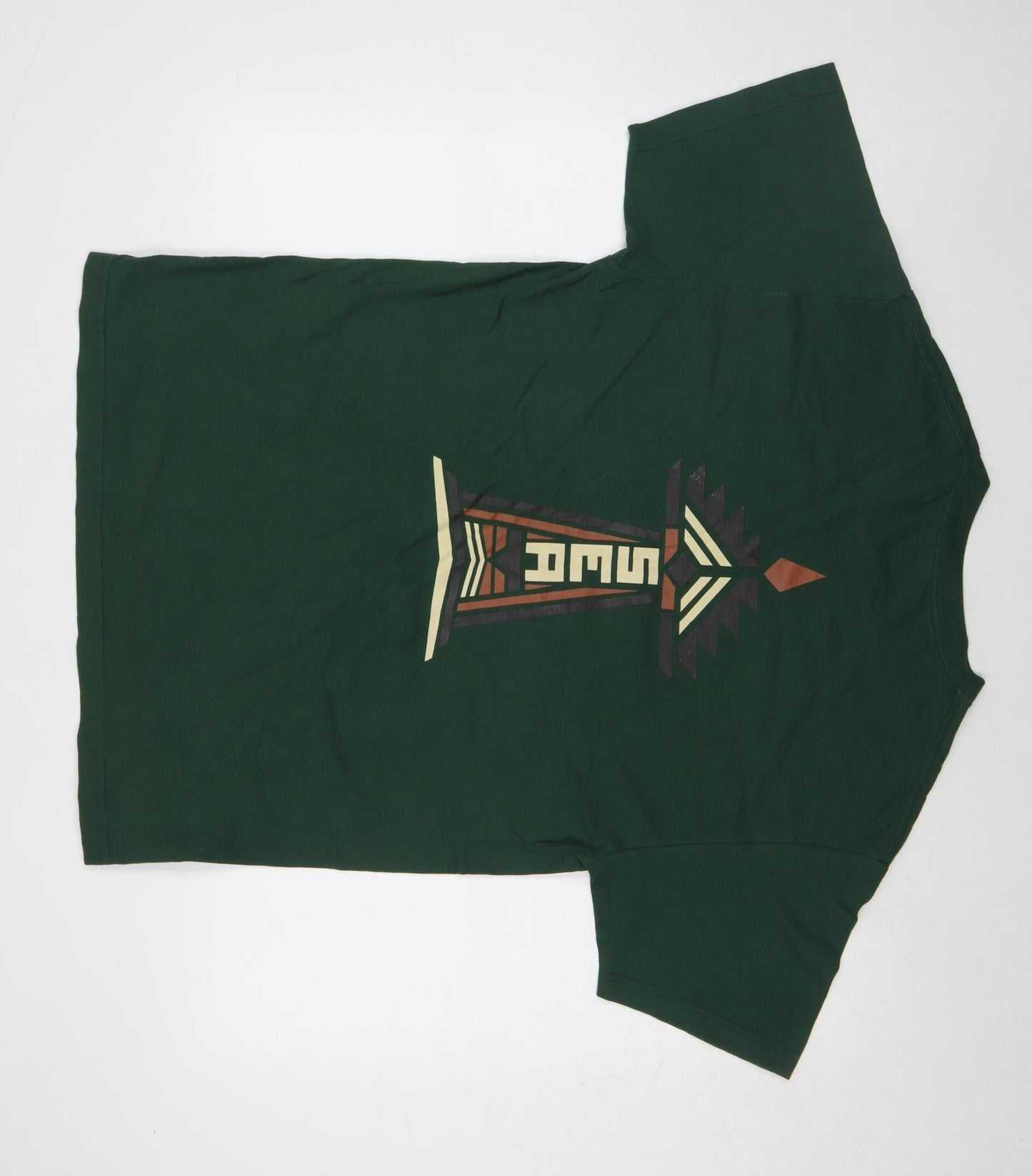 Rainier Men's Green Aztec Graphic Cotton T-Shirt Size L