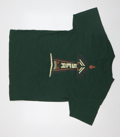 Rainier Men's Green Aztec Graphic Cotton T-Shirt Size L