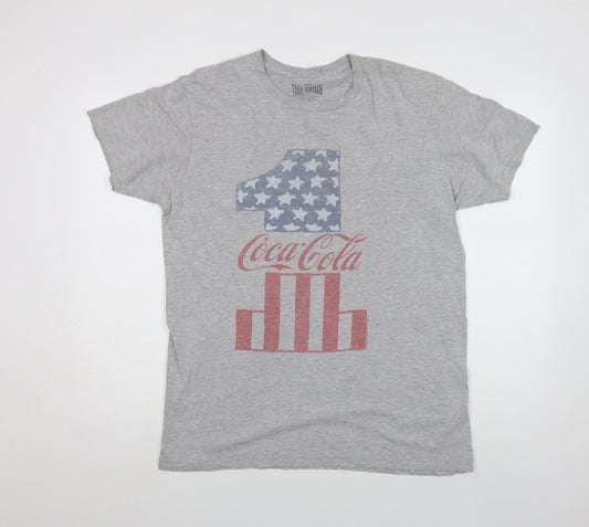 True Vintage Men's Grey Coca-Cola USA Logo T-Shirt Size L
