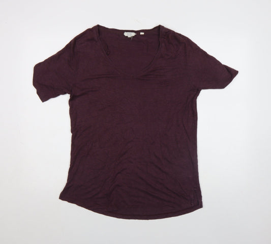 FatFace Women's Purple Linen V-Neck T-Shirt Size 12