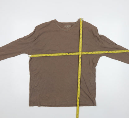 Lee Cooper Men's Brown Long Sleeve Cotton V-Neck Shirt XL