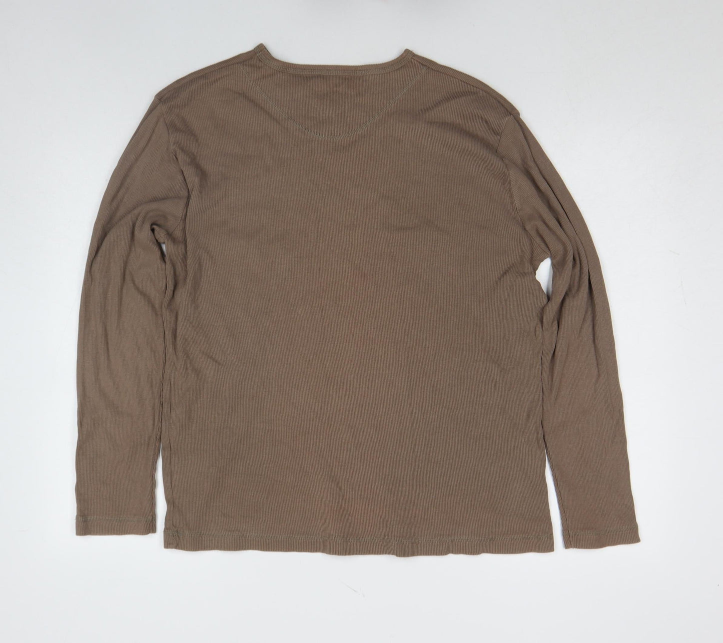 Lee Cooper Men's Brown Long Sleeve Cotton V-Neck Shirt XL