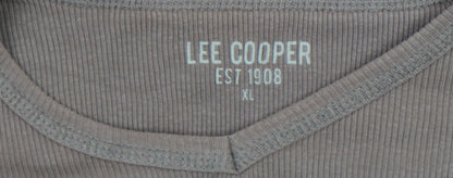 Lee Cooper Men's Brown Long Sleeve Cotton V-Neck Shirt XL