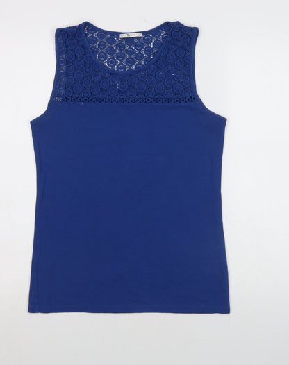 Tu Women Blue Lace Yoke Sleeveless Camisole Top Size 14