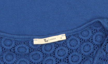 Tu Women Blue Lace Yoke Sleeveless Camisole Top Size 14