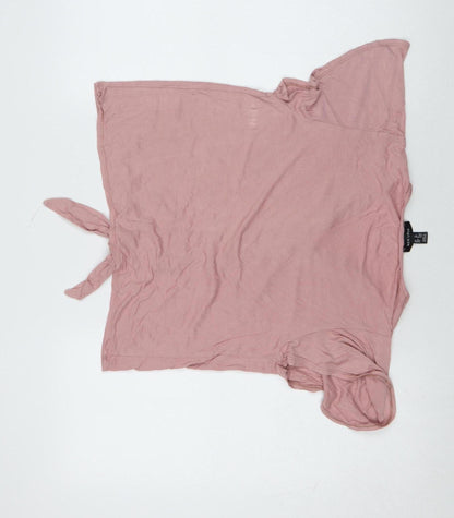 New Look Women's Pink Cropped Button-Up Top Size 12