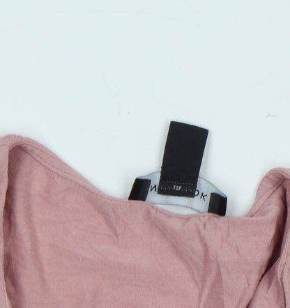 New Look Women's Pink Cropped Button-Up Top Size 12