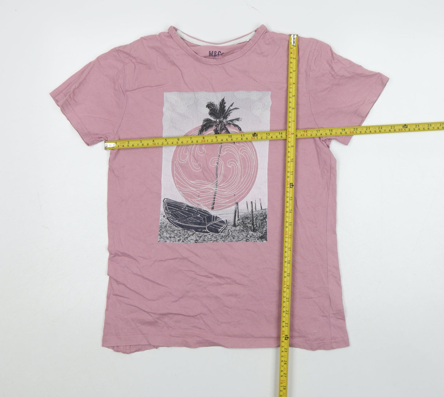 Mens UK Size S M&Co Pink  T-Shirt
