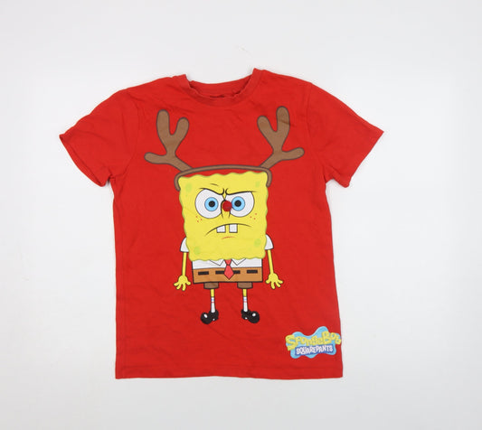 Next Girls Red SpongeBob SquarePants Christmas Graphic T-Shirt 12 Years