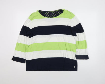 Maine New England Women’s Multicoloured Stripe Cotton 3/4 Sleeve T-Shirt Size 20