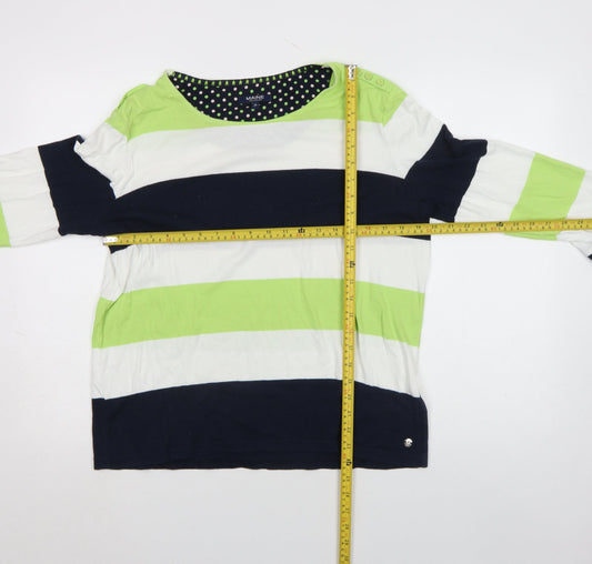Maine New England Women’s Multicoloured Stripe Cotton 3/4 Sleeve T-Shirt Size 20