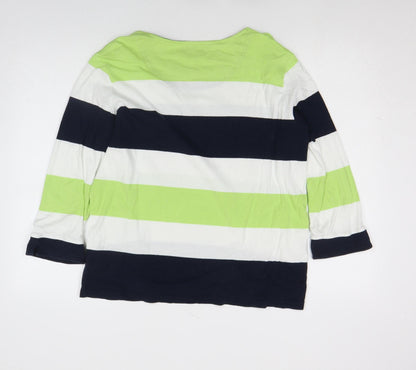 Maine New England Women’s Multicoloured Stripe Cotton 3/4 Sleeve T-Shirt Size 20
