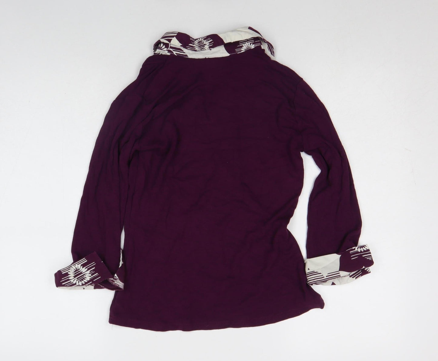 M&Co Women’s Purple Floral Trim V-Neck Wrap Blouse Size 12