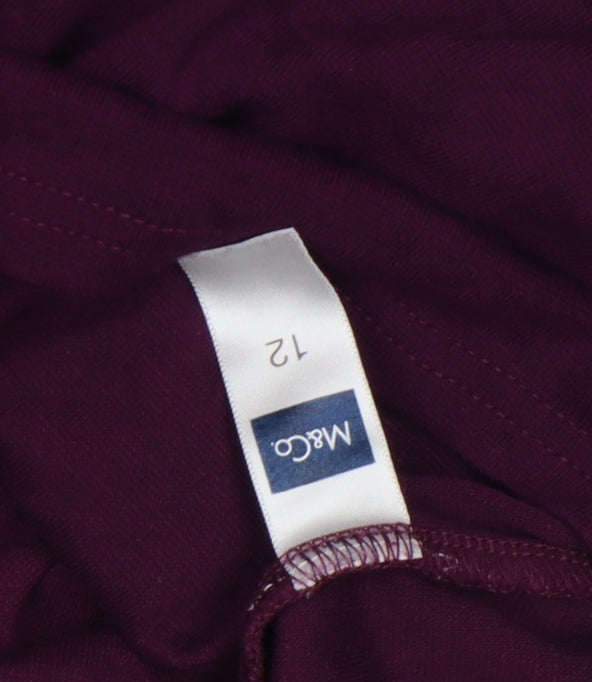 M&Co Women’s Purple Floral Trim V-Neck Wrap Blouse Size 12