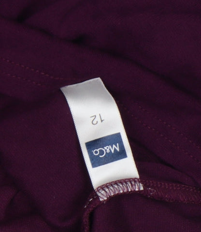 M&Co Women’s Purple Floral Trim V-Neck Wrap Blouse Size 12