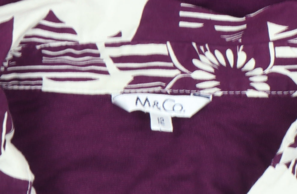 M&Co Women’s Purple Floral Trim V-Neck Wrap Blouse Size 12