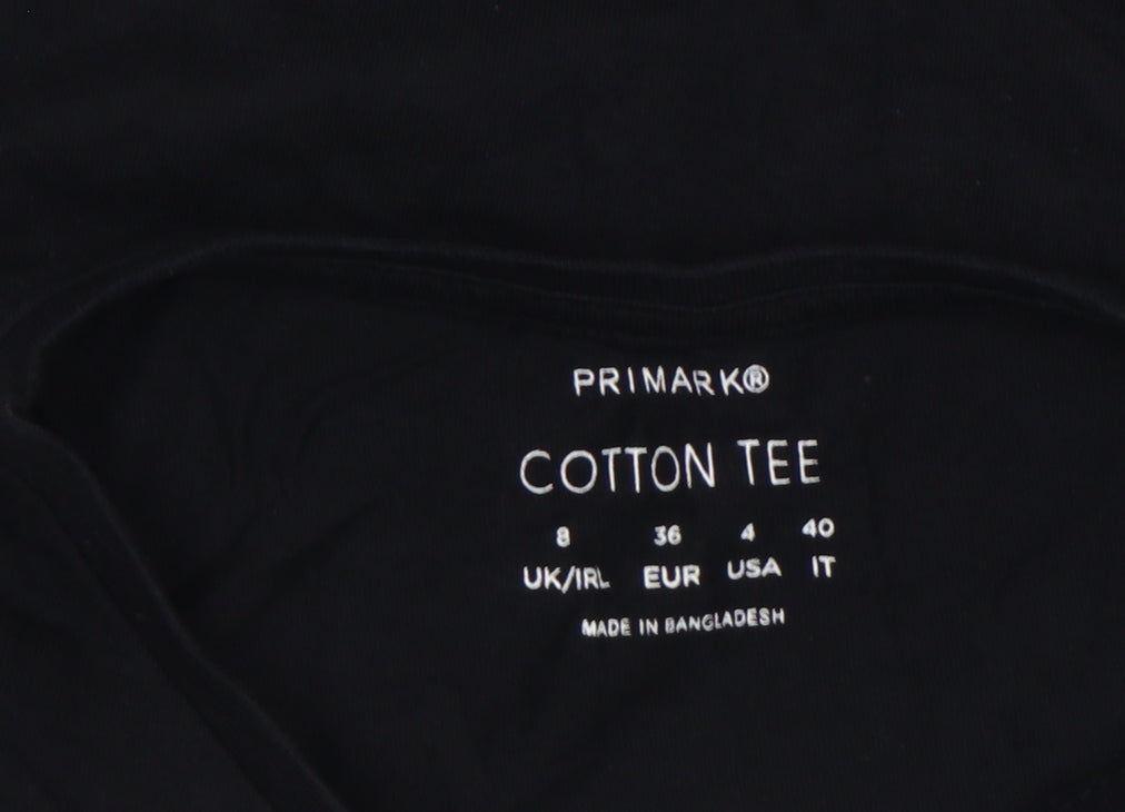 Primark Womens Black Cotton Halloween Skeleton Hands T-Shirt Size 8