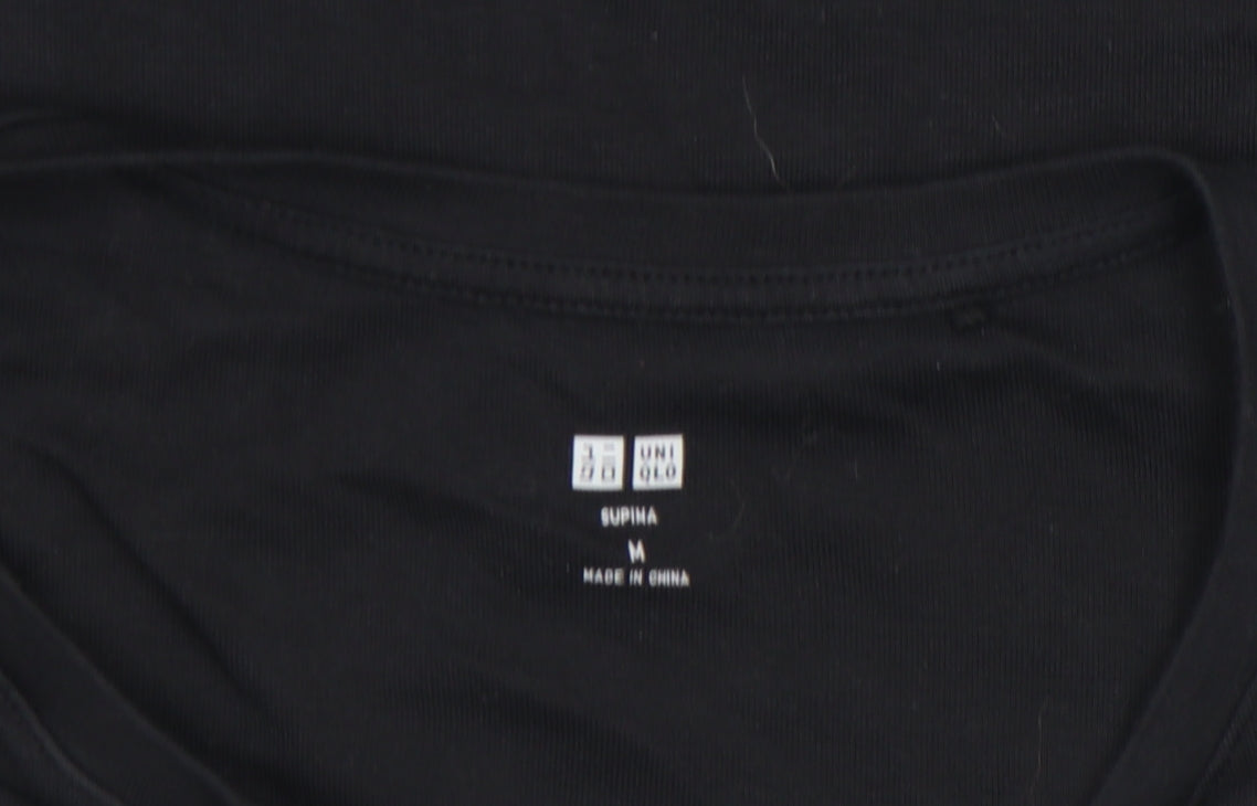 Uniqlo Men’s Black Supima Cotton Short Sleeve Henley T-Shirt M