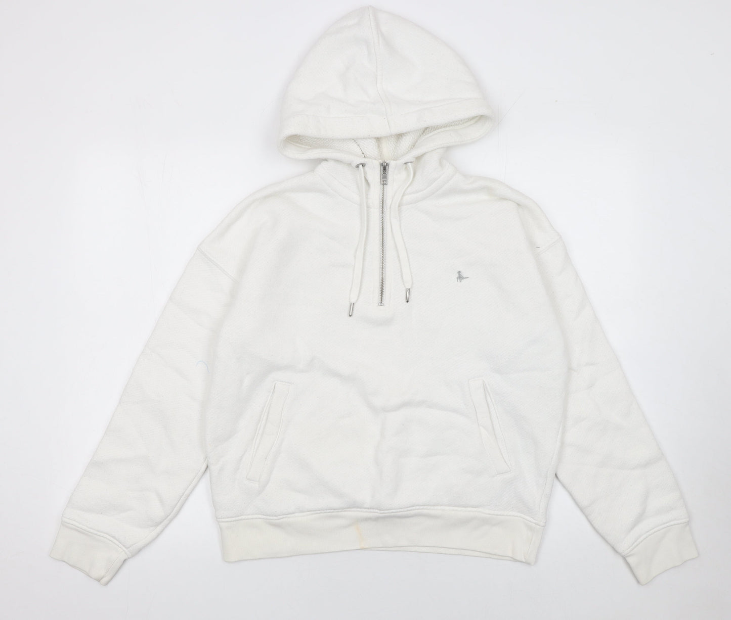 Jack Wills Womens White Half Zip Hoodie Size 12 Cotton Blend