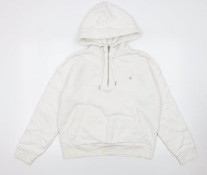Jack Wills Womens White Half Zip Hoodie Size 12 Cotton Blend