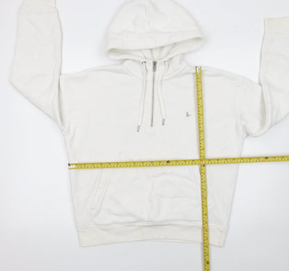 Jack Wills Womens White Half Zip Hoodie Size 12 Cotton Blend